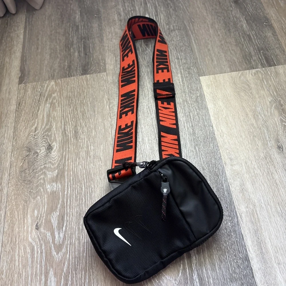 Nike Sportswear Essentials Hip Small Shoulder Chest Front Bag Black And Orange